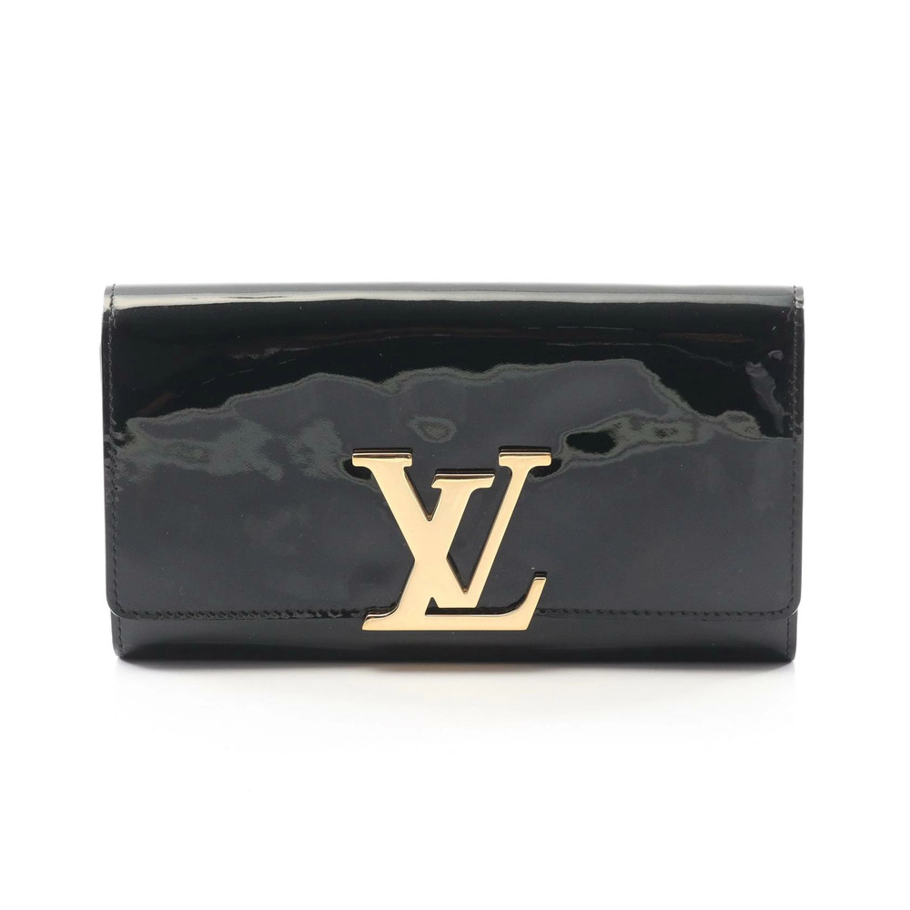 Louis Vuitton Portefeuille Louise Bifold Long Wallet Leather Black